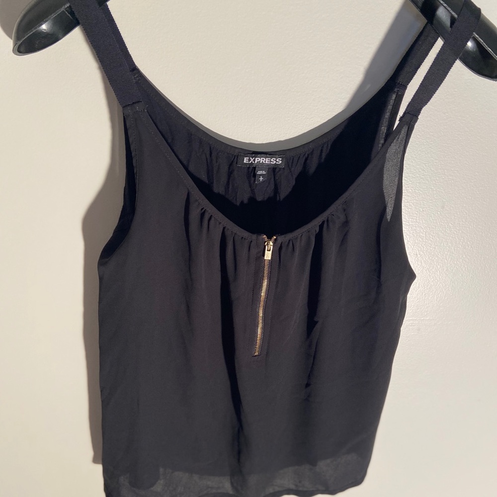 Express sheer tank with gold zipper